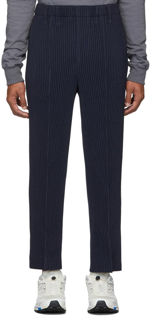 navy light pleated trousers裤