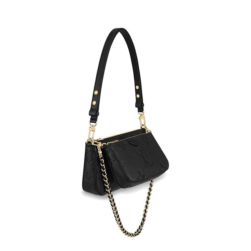 商品Louis Vuitton|预售十天 Louis Vuitton/路易威登  Multi Pochette系列 女士黑色徽标压纹粒面小牛皮可调节肩带链条单肩手拿包M80399,价格¥20760,第2张图片详细描述