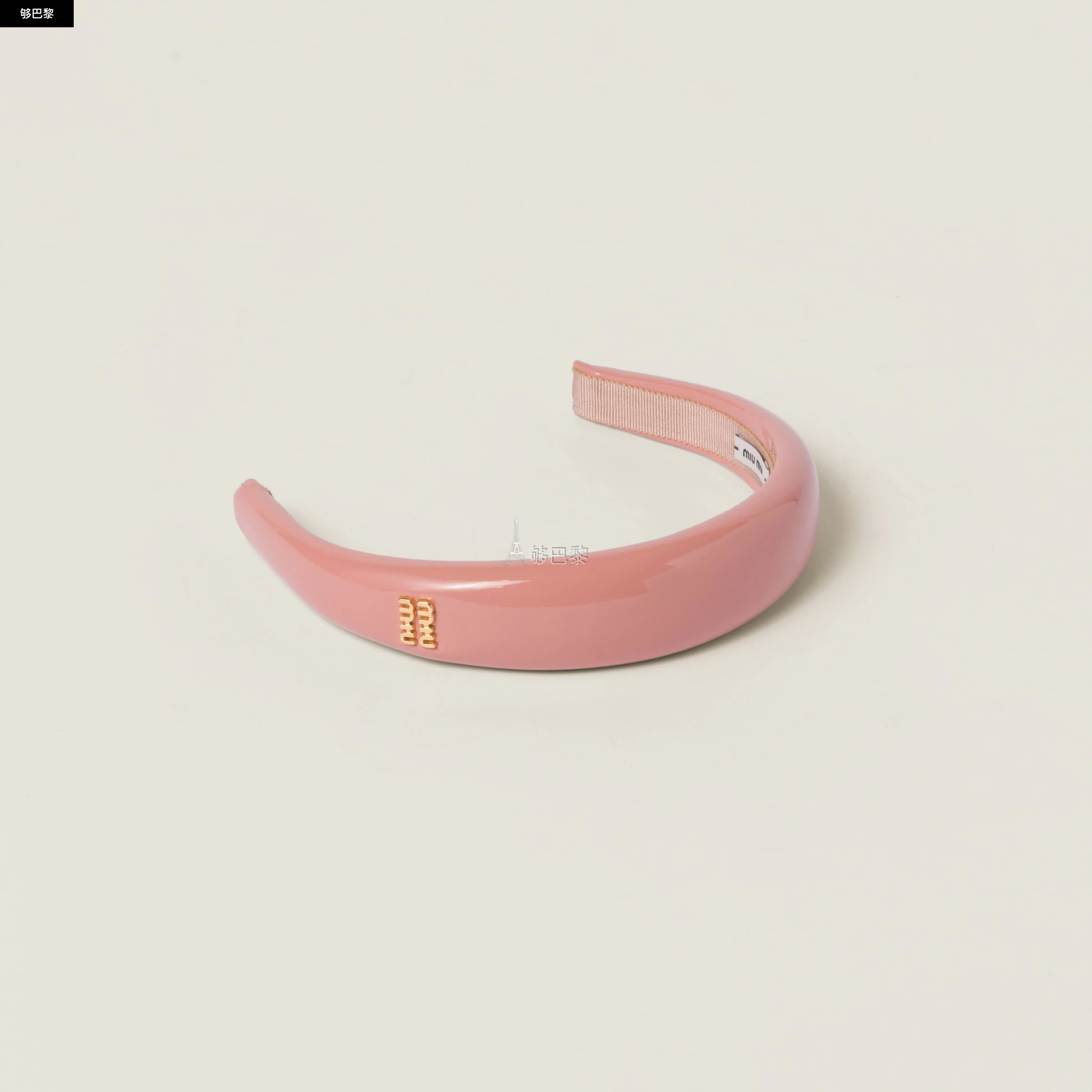 商品Miu Miu|【预售】 缪缪 25春夏 女士 发夹 Bandeau en cuir verni 5IH025_069_F0D61 ,价格¥3909,第3张图片详细描述