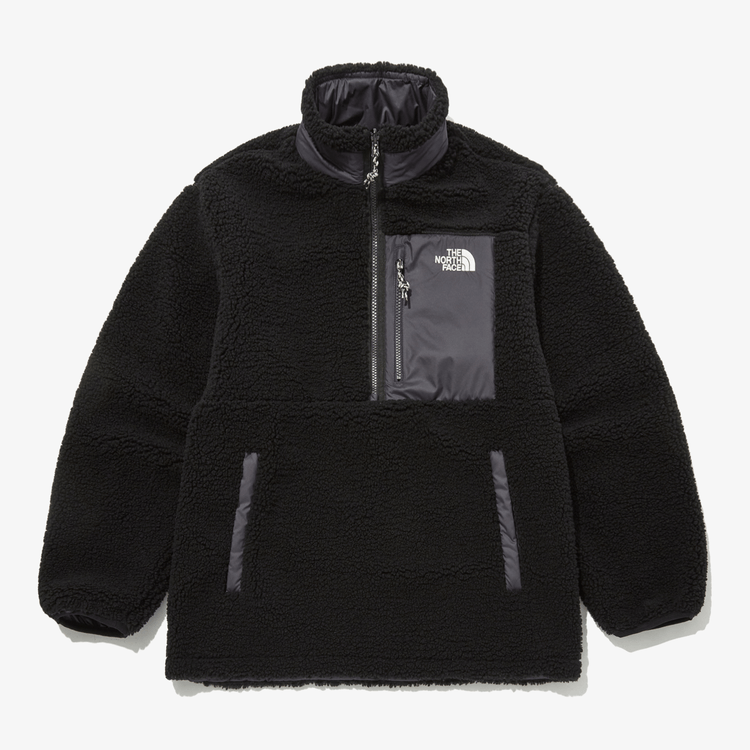 商品The North Face|【Brilliant|北面特惠】北面Play 绿色双面抓绒夹克 PLAY GREEN RVS FLEECE ANORAK BLACK NJ4FP56A,价格¥827,第3张图片详细描述