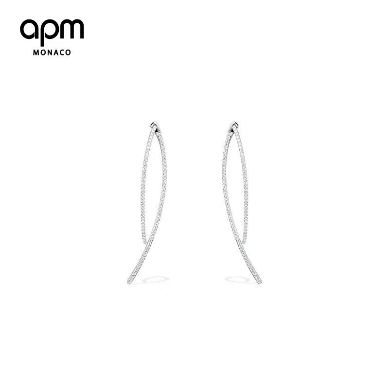 商品[国内直发] apm Monaco|apm MONACO 简约几何线条银耳环女 长款耳坠耳饰气质时尚饰品AE9000OX,价格¥753,第4张图片详细描述