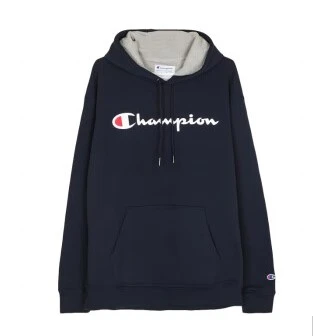 商品[国内直发] CHAMPION|CHAMPION 男士草写logo纯色加绒连帽卫衣 GF89H-Y06794-NYC,价格¥248,第1张图片详细描述