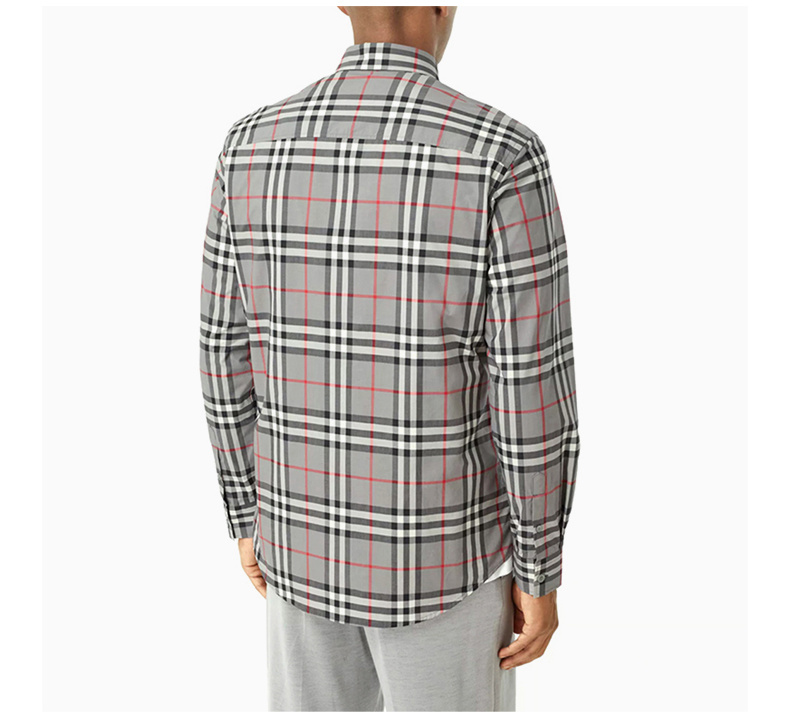 商品[国内直发] Burberry|BURBERRY 男士灰色格纹长袖衬衫 8028886,价格¥2855,第6张图片详细描述