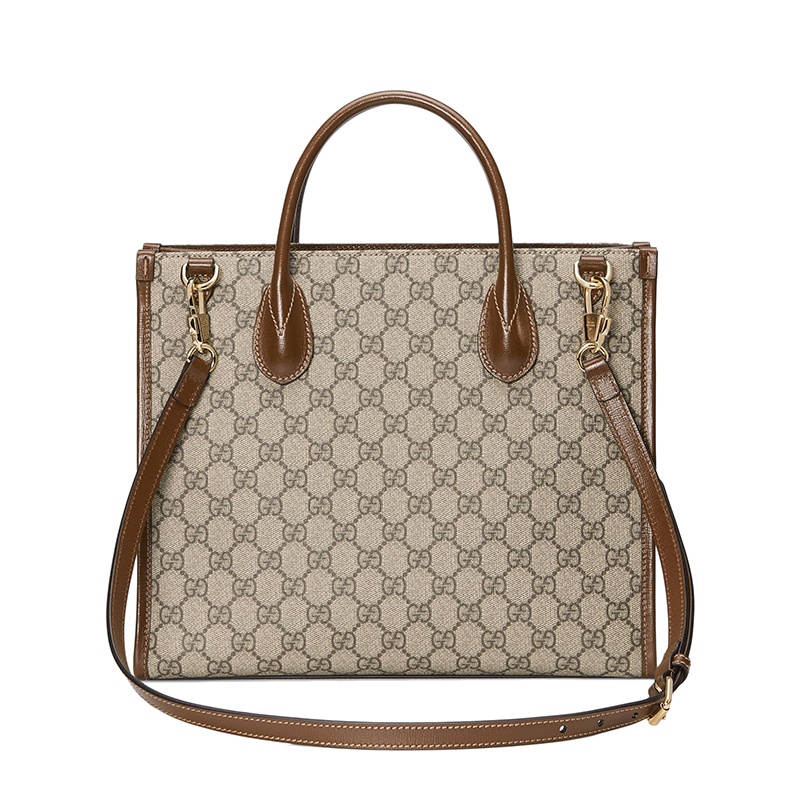 商品Gucci|GUCCI/古驰 经典款 男女同款GG Supreme帆布棕色皮革饰边小号单肩手提包‎65998392TCG8563,价格¥11396,第4张图片详细描述