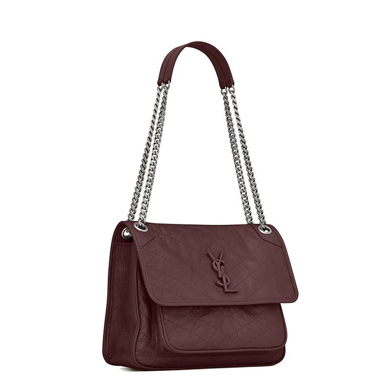 商品Yves Saint Laurent|SAINT LAURENT PARIS/圣罗兰 YSL 22新款NIKI系列 女士中号军团红褶皱牛皮革同色系徽标扣翻盖开合单肩链条包6331580EN046475,价格¥20821,第6张图片详细描述