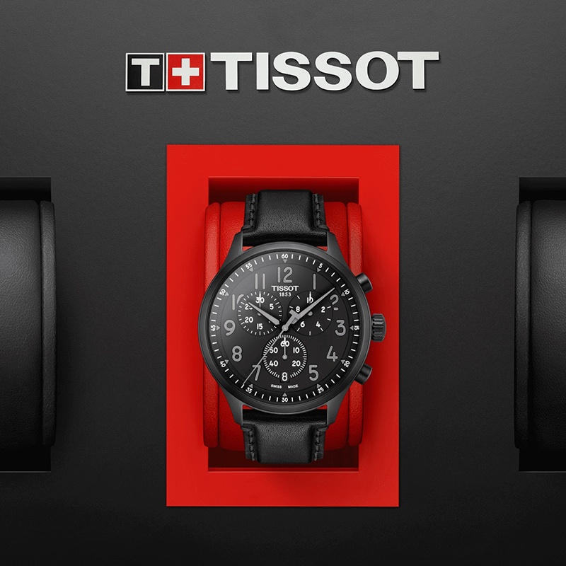 商品Tissot|天梭 速驰系列 男士黑色表盘石英机芯精钢表壳皮质表带腕表45毫米T116.617.36.052.00,价格¥2403,第5张图片详细描述