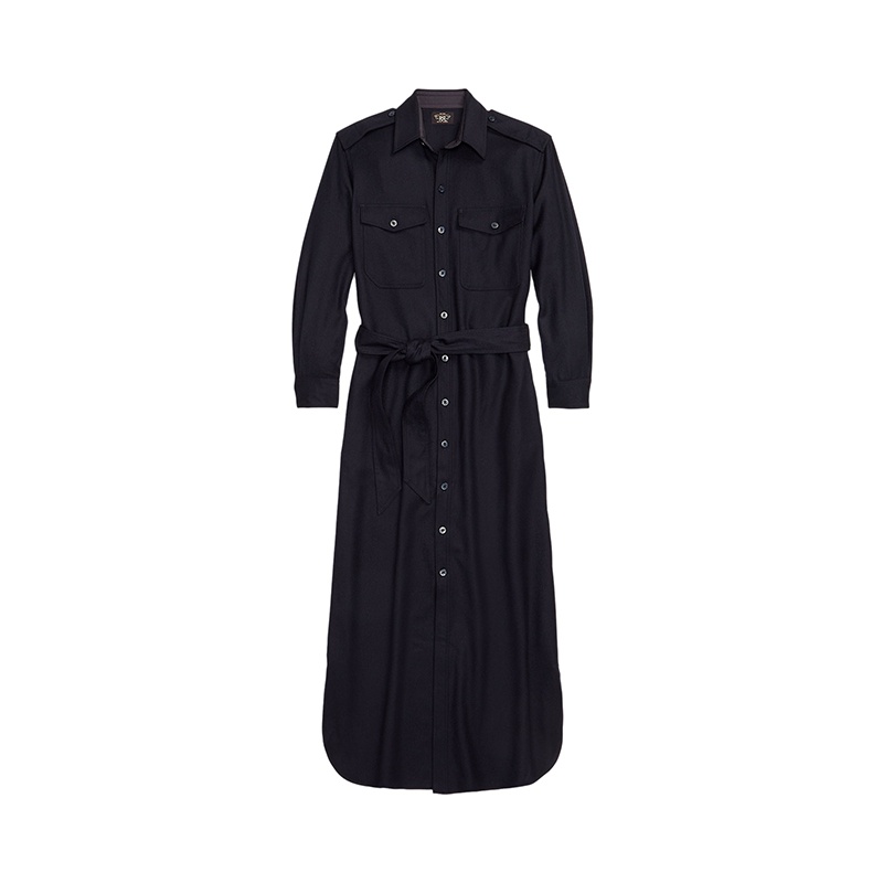 商品Ralph Lauren|拉夫劳伦 女士黑色羊毛/尼龙混纺长袖立领衬衫式连衣裙,价格¥5653,第4张图片详细描述