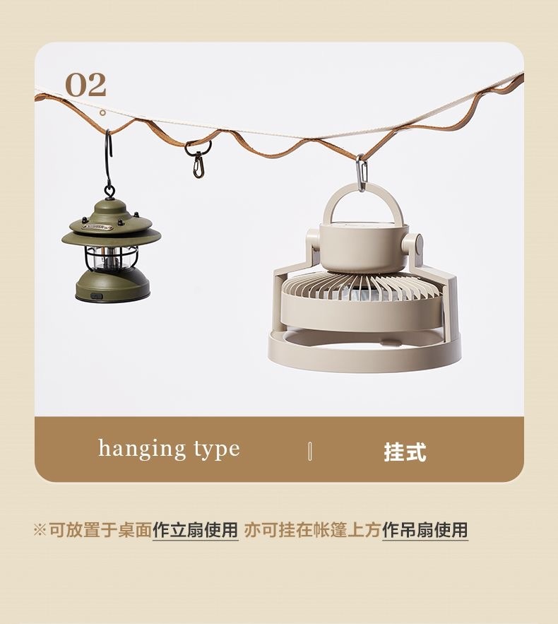 商品[国内直发] MobiGarden|精致露营户外帐篷灯营灯吊扇办公桌面大风力可充电风扇照明,价格¥275,第24张图片详细描述