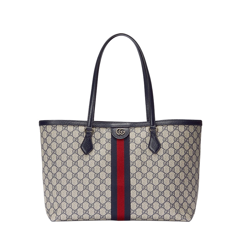 商品Gucci|Gucci/古驰 22春夏新款Ophidia系列 女士中号米色/蓝色提花帆布红蓝织带双G老花双提手托特包 63168596IWN4076,价格¥13397,第2张图片详细描述