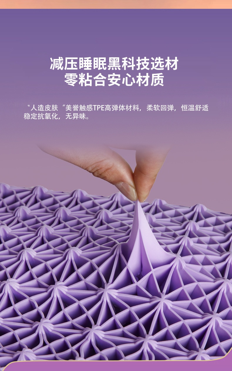 商品[国内直发] GLENVINTEN|格岚云顿日本黑科技TPE科技动态无压枕头果胶枕成人透气可拆洗送礼盒枕套,价格¥261,第6张图片详细描述