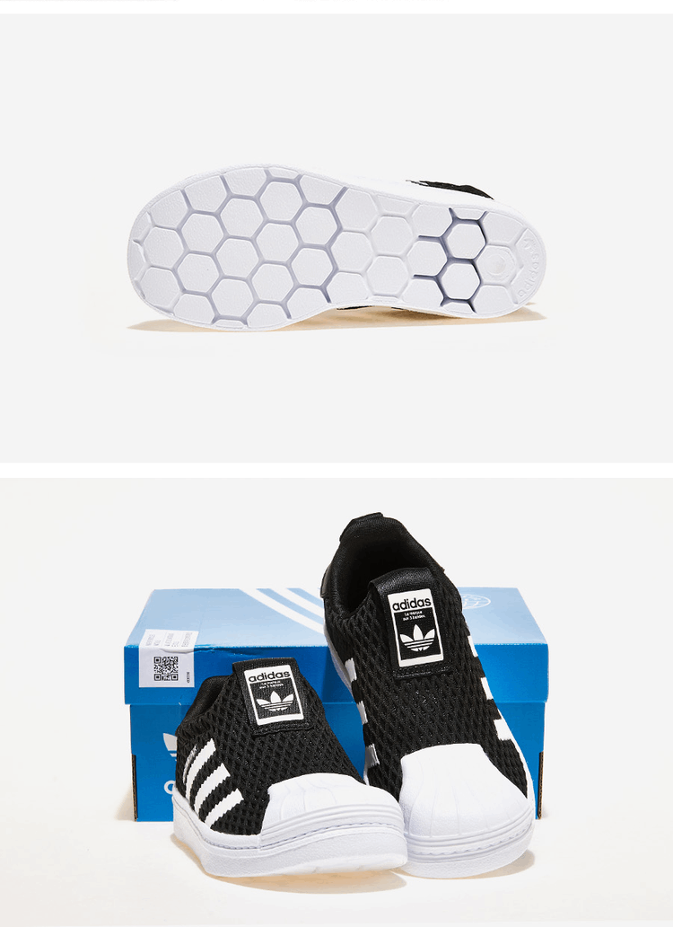 商品Adidas|【Brilliant|包邮包税】阿迪达斯 SUPERSTAR 360 C 儿童  运动鞋 一脚蹬 懒人鞋  GX3227 CBLACK/FTWWHT/FTWWHT,价格¥334,第3张图片详细描述