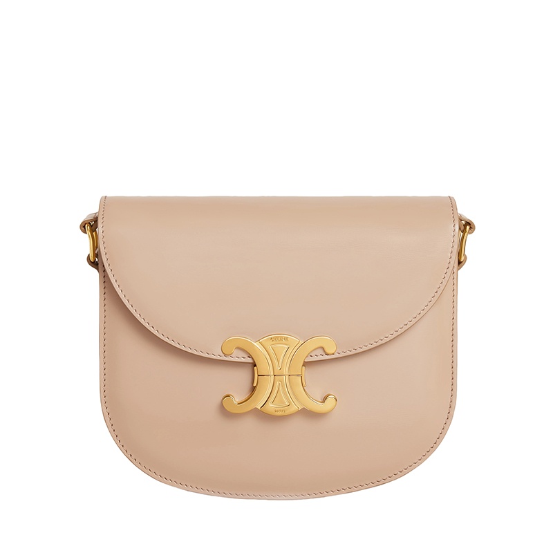 商品Celine|CELINE/赛琳 22新款BESACE TRIOMPHE系列 女士TEEN款式猎装色牛皮革凯旋金扣翻盖开合单肩斜挎包,价格¥22685,第4张图片详细描述