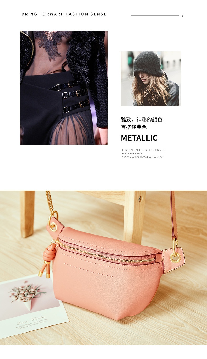商品[国内直发] GLENVINTEN|格岚云顿头层牛皮真皮包2022新款斜挎胸包女潮流女包包小包包百搭真皮腰包女潮ins,价格¥329,第7张图片详细描述