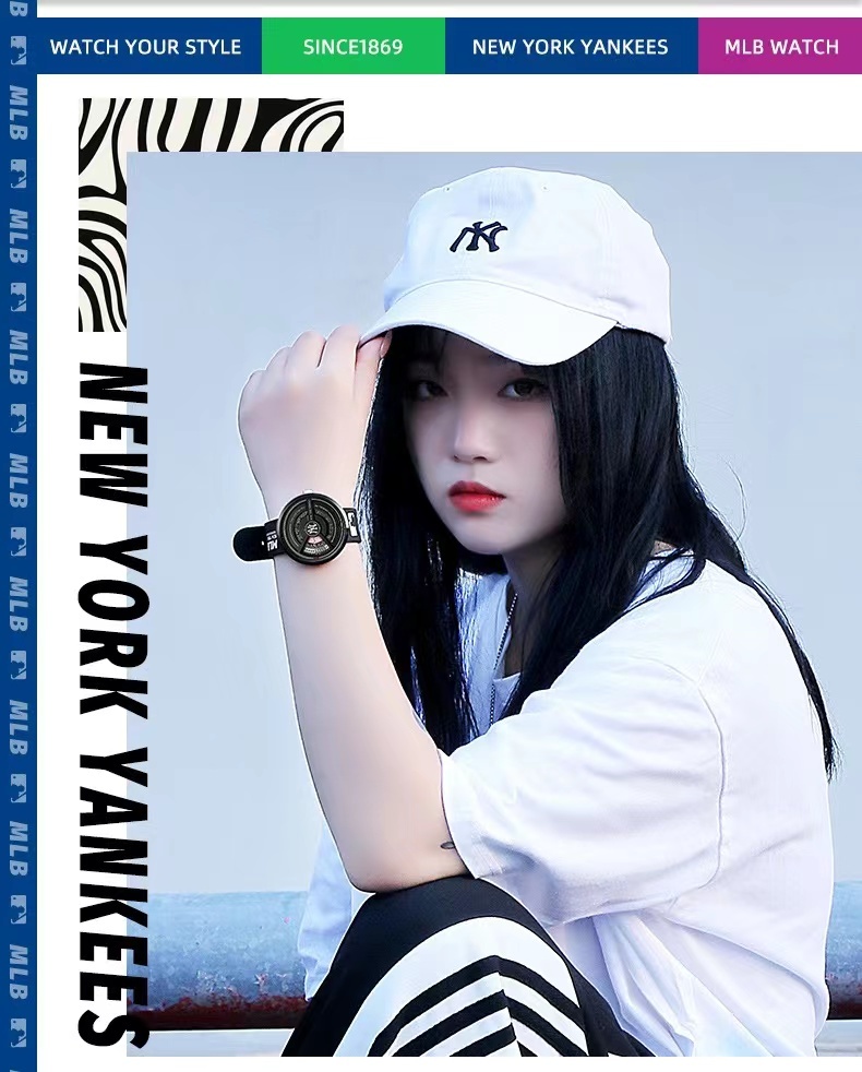 商品[国内直发] MLB|MLB美职棒手表学生男款时尚果冻情侣表防水硅胶运动石英表女NY607,价格¥348,第4张图片详细描述