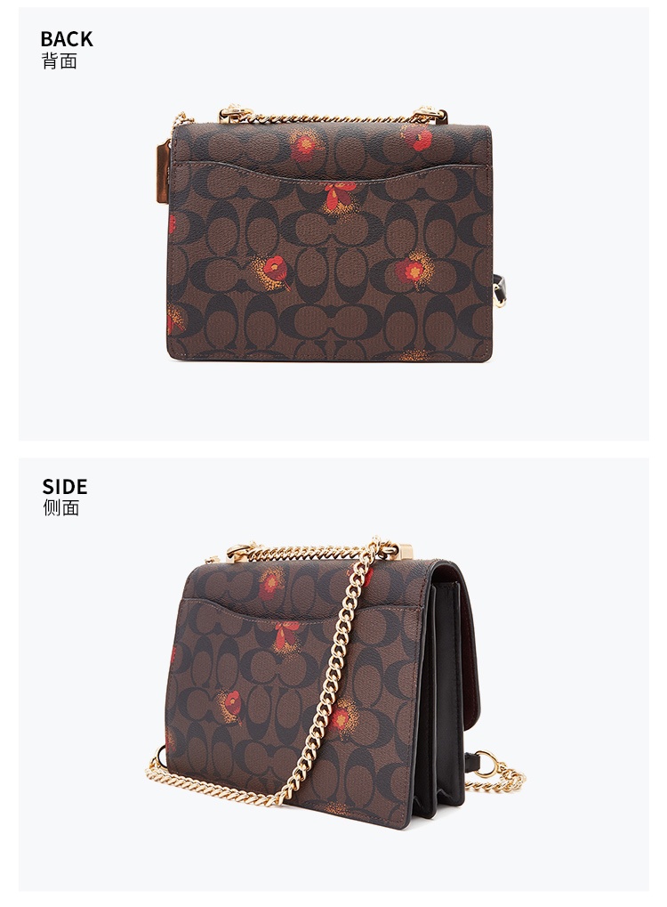 商品[国内直发] Coach|蔻驰女包风琴包奢侈品 女士印花PVC配皮链条包斜挎包单肩风琴包礼物送女友 CE610 IMOT4,价格¥2017,第9张图片详细描述