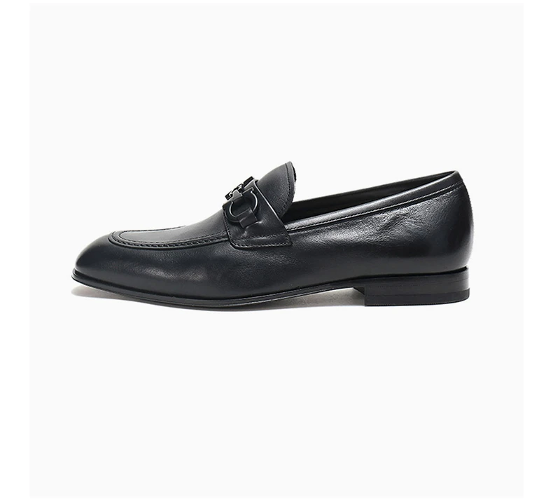 商品Salvatore Ferragamo|SALVATORE FERRAGAMO 男士黑色ASTEN系列牛皮革商务休闲单鞋 0705673,价格¥2255,第5张图片详细描述