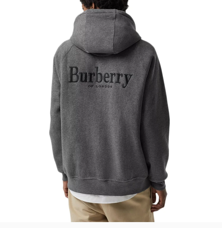 商品Burberry|Burberry 博柏利 男士灰色连帽休闲��运动外套 8007121,价格¥3202,第6张图片详细描述