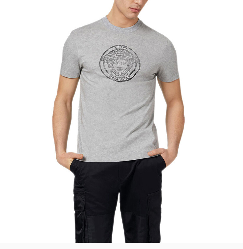 商品Versace|VERSACE 范思哲 男士灰色印花短袖T恤 A87381-A228806-A8026,价格¥1384,第6张图片详细描述
