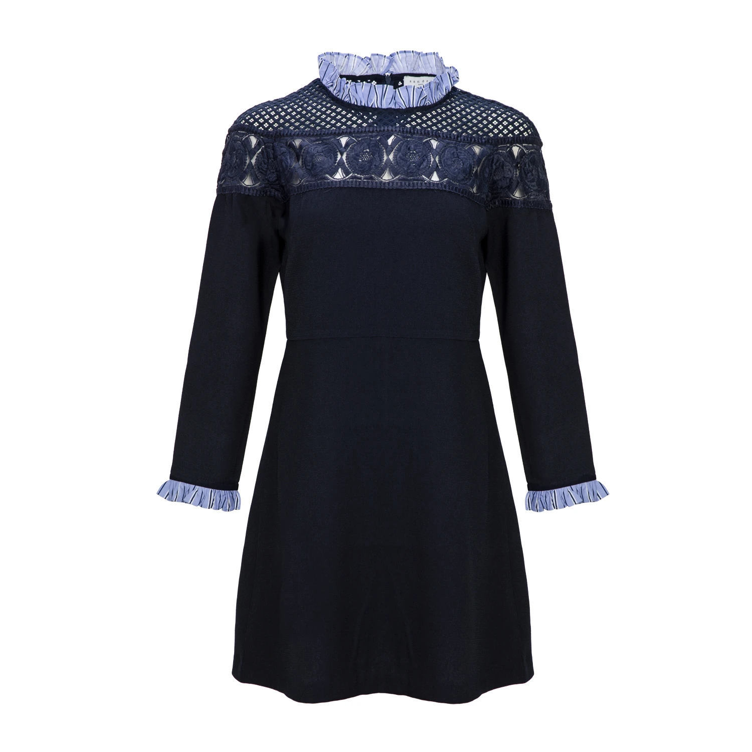 商品[国内直发] Sandro|SANDRO 女士深蓝色棉质连衣裙 R130091P-MULTI,价格¥638,第1张图片详细描述
