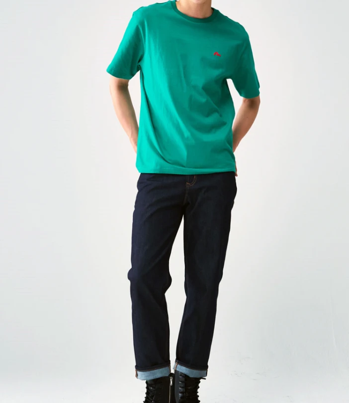 商品Evisu|【享贝家】（国内现货-QD） Evisu 福神 纯色小标圆领休闲宽松短袖T恤 男女同款 绿色 EU5UTS925GN,价格¥168,第4张图片详细描述