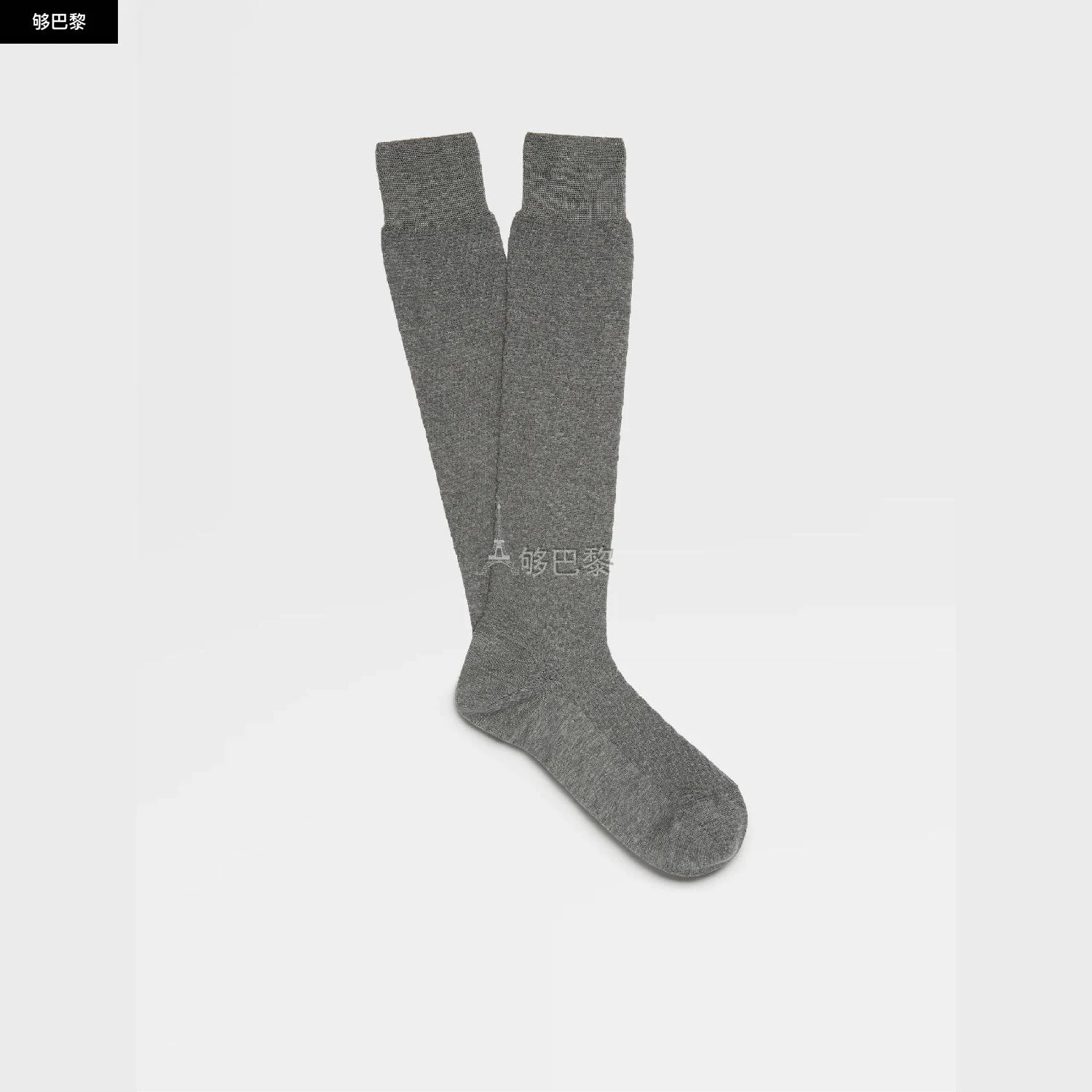 商品Zegna|包邮包税【预售7天发货】 ZEGNA杰尼亚 23秋冬 男士 袜子 SLATE MÉLANGE LYOCELL BLEND TEXTURED MID CALF SOCKS N5V40-580-022,价格¥557,第3张图片详细描述