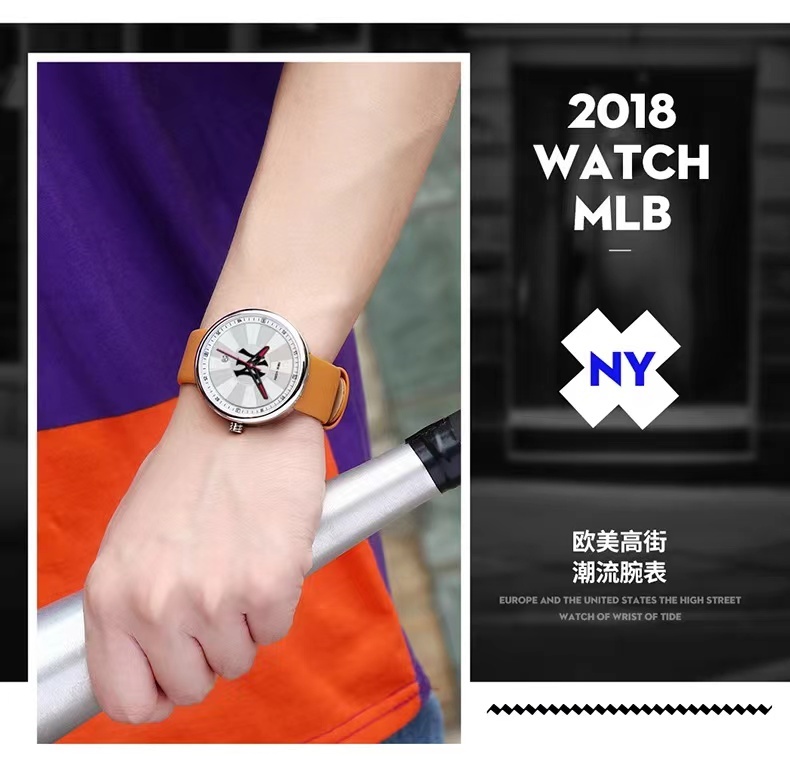 商品[国内直发] MLB|MLB美职棒潮牌简约大表盘夜光针防水石英欧美潮表NY007,价格¥374,第2张图片详细描述