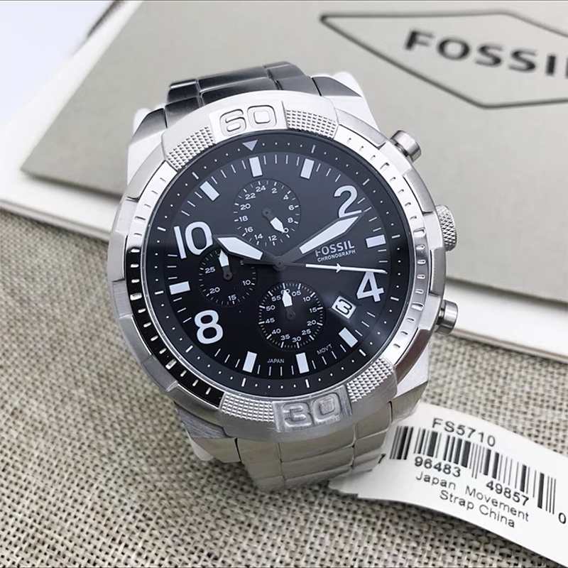 商品[国内直发] Fossil|FOSSIL化石手表黑色钢三眼计时商务休闲石英防水男表,价格¥574,第5张图片详细描述