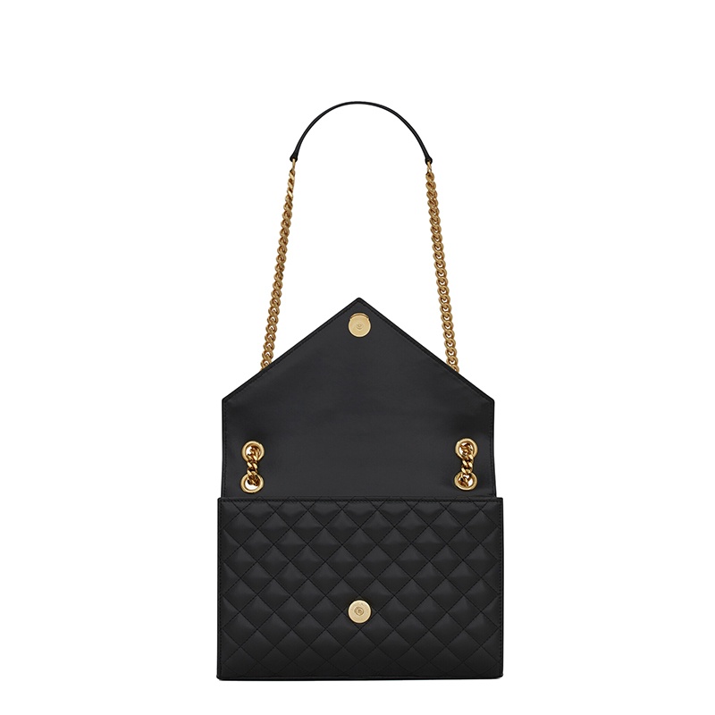 商品Yves Saint Laurent|SAINT LAURENT PARIS/圣罗兰 YSL 21秋冬新款ENVELOPE系列 女士中号黑色绗缝软皮革金扣斜挎单肩信封包,价格¥18847,第6张图片详细描述