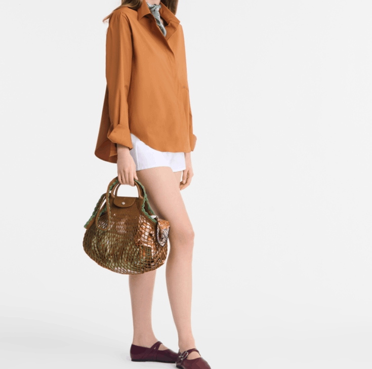 商品Longchamp|珑骧女士织物手提单肩包购物网袋多色大号/迷你（香港仓发货）,价格¥568,第18张图片详细描述