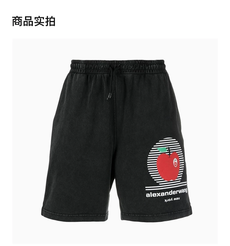 商品Alexander Wang|ALEXANDER WANG 男士黑色苹果印花短裤 UCC2214003-011,价格¥1460,第7张图片详细描述