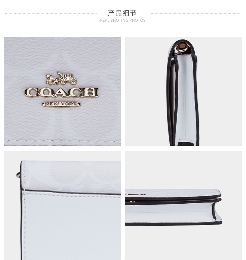 商品Coach|Coach 奥莱款小号女士PVC配皮单肩斜挎小方包 3036IMRFF,价格¥1304,第6张图片详细描述