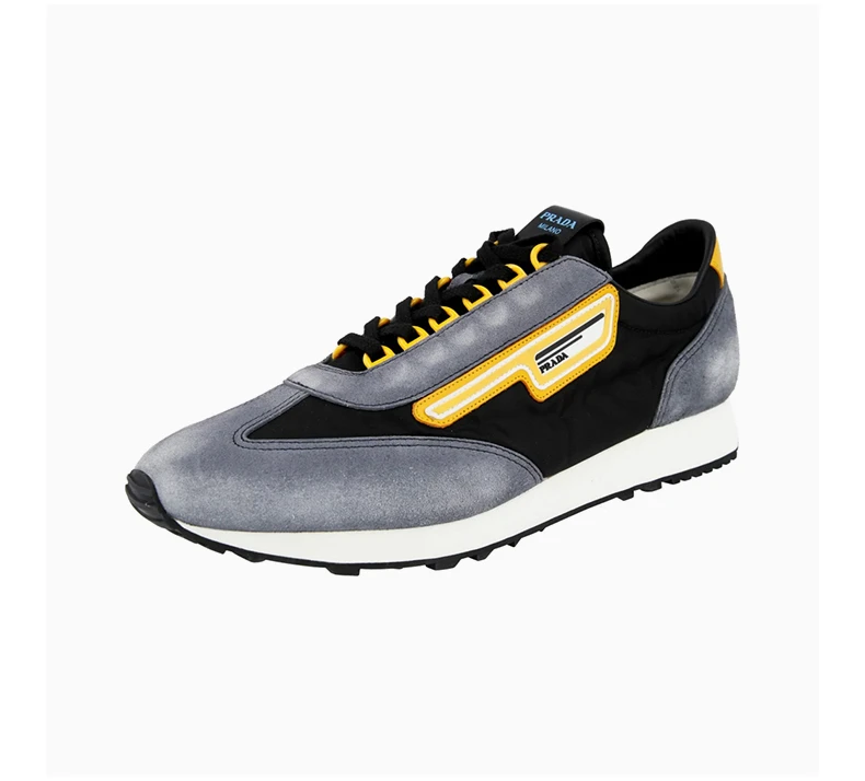 商品Prada|PRADA 男士黑色灰色拼色皮革运动鞋 2EG276-3KUY-F0002,价格¥2562,第5张图片详细描述