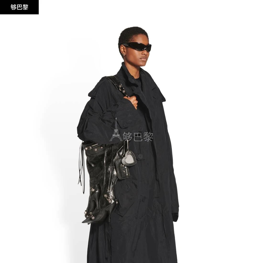 商品Balenciaga|包邮包税【预售7天发货】 BALENCIAGA巴黎世家 23秋冬 女士 风衣 Packable Trench in Black 720148TMO051000,价格¥22803,第7张图片详细描述