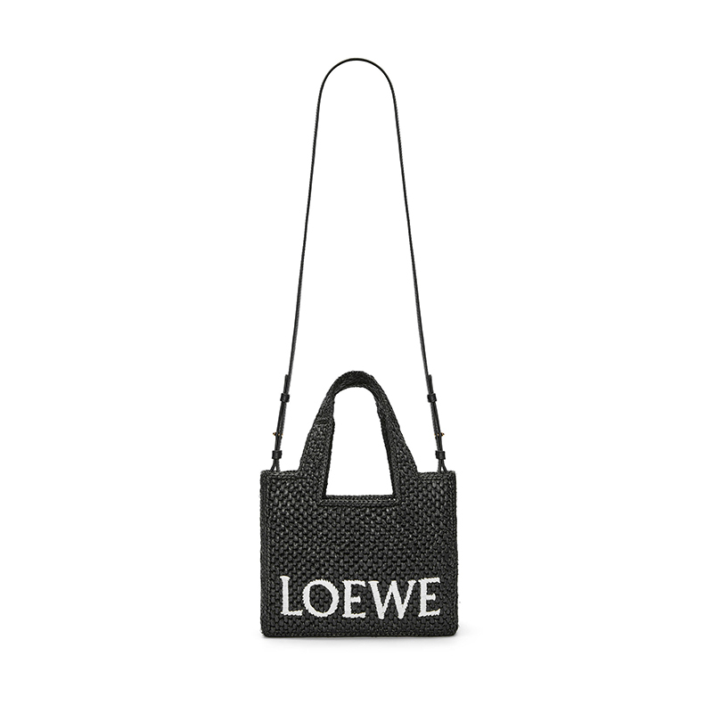 商品Loewe|罗意威 23春夏 新进Tote女士小号黑色拉菲草字体托特包/编织包/手提包 A685B59X01-1100,价格¥7654,第8张图片详细描述