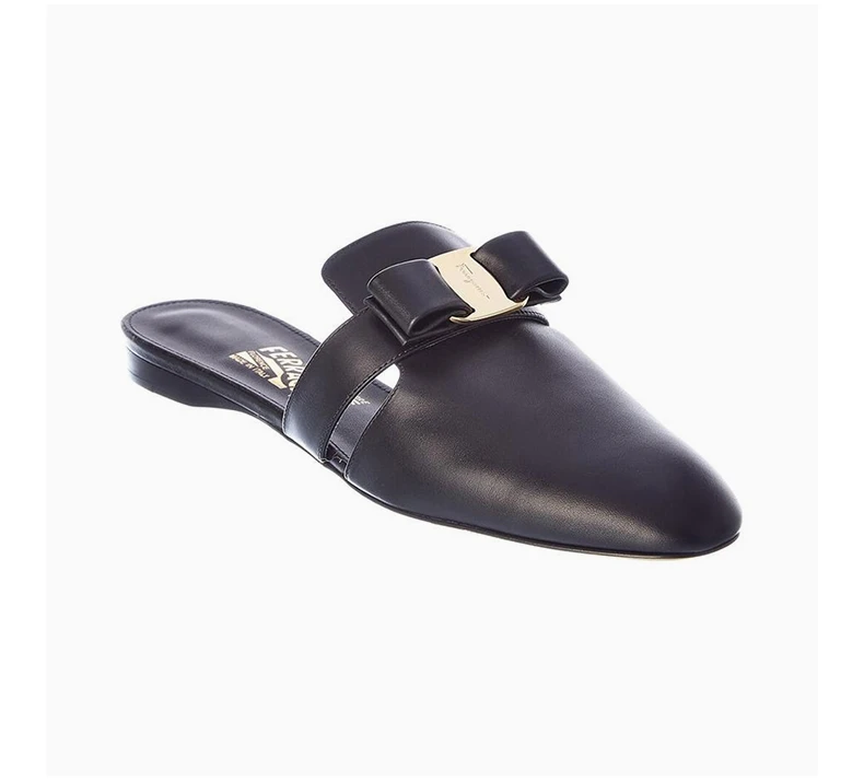 商品[国内直发] Salvatore Ferragamo|Salvatore Ferragamo 菲拉格慕 女士黑色牛皮拖鞋 01-P963-715346,价格¥3339,第5张图片详细描述