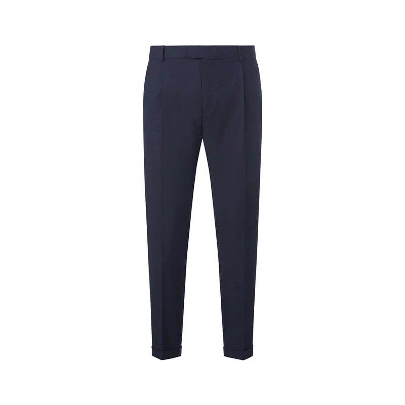 商品[国内直发] ZZEGNA|Z Zegna 男士深蓝色羊毛棉混纺西装裤长裤 326707-73N8C2,价格¥2083,第1张图片详细描述