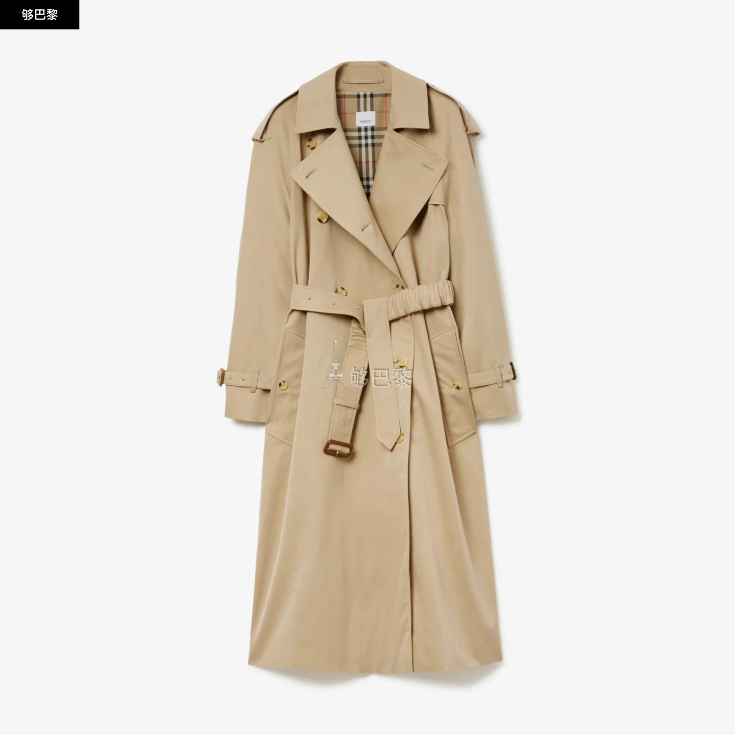 商品Burberry|【预售】 巴宝莉 24秋冬 女士 风衣 长款嘎巴甸 Trench 风衣 80726781,价格¥17469,第3张图片详细描述