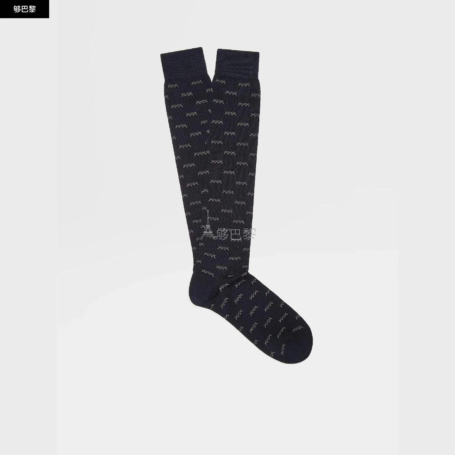 商品Zegna|包邮包税【预售7天发货】 ZEGNA杰尼亚 23秋冬 男士 袜子 Navy Blue Iconic Triple X Mid Calf Socks N5V40-525-409,价格¥512,第4张图片详细描述