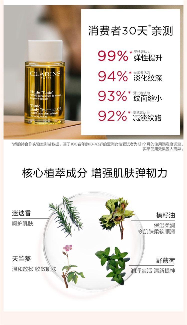 商品Clarins|Clarins娇韵诗准妈妈身体护理预防纹组合套装 抚纹身体霜200ml+身体护理油100ml,价格¥674,第13张图片详细描述