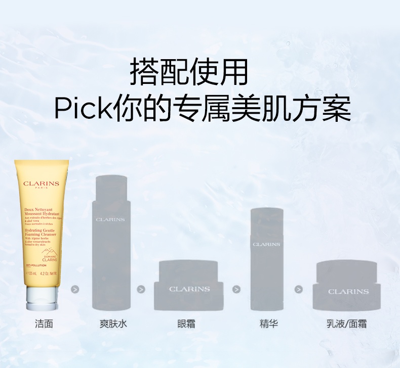 商品Clarins|娇韵诗 舒柔保湿泡沫洁面乳氨基酸洗面奶清洁 125ml 舒柔低泡 深层净化,价格¥195,第6张图片详细描述