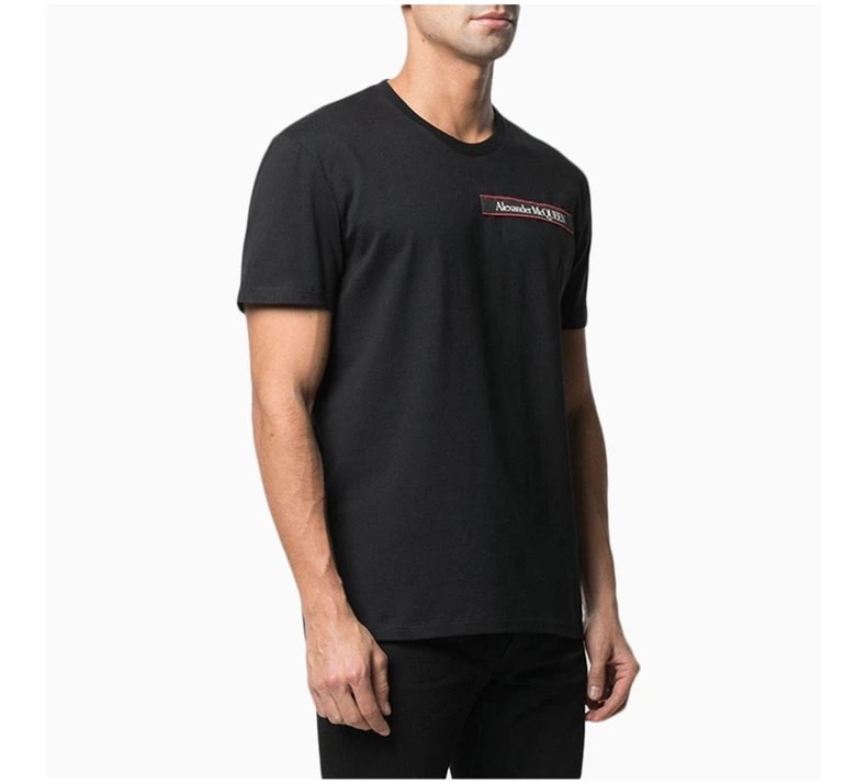 商品Alexander McQueen|ALEXANDER MCQUEEN 亚历山大·麦昆 男士黑色棉质T恤 642662-QQX74-1000,价格¥908,第4张图片详细描述