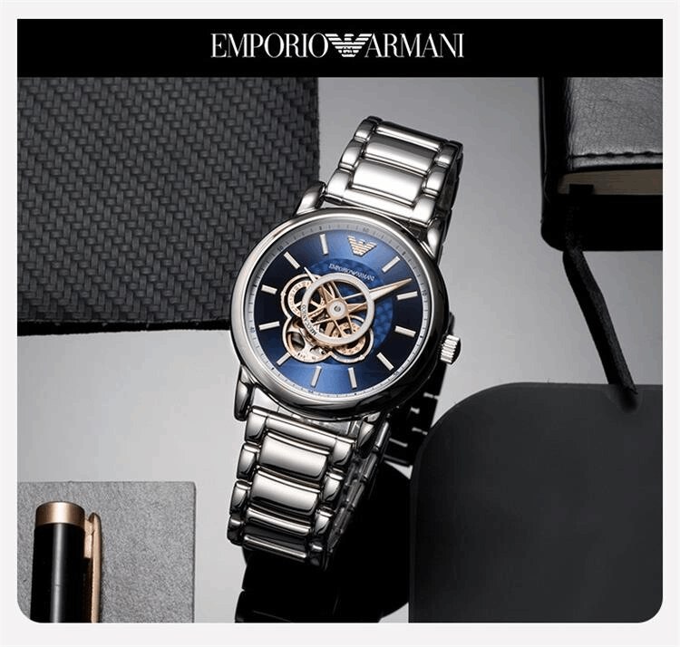 商品Emporio Armani|阿玛尼ARMANI 手表 经典钢质表带休闲镂空商务欧美表男士机械  AR60036,价格¥2427,第2张图片详细描述