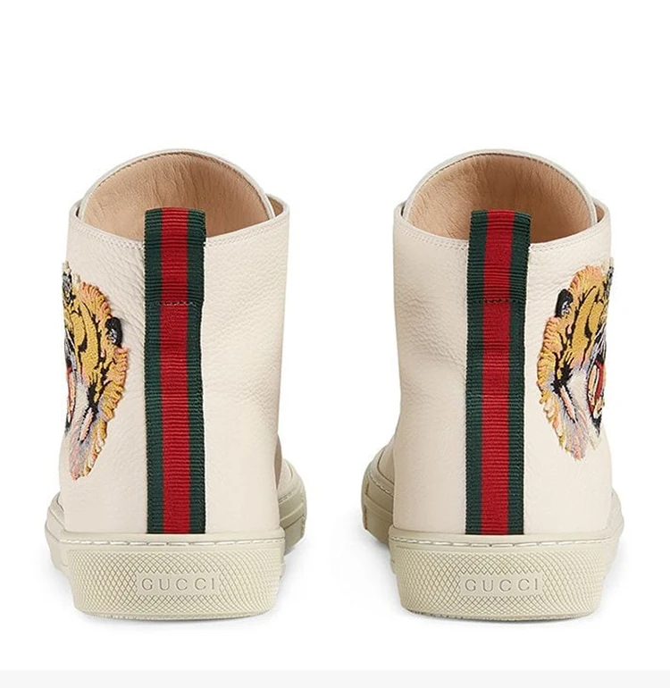 商品[国内直发] Gucci|GUCCI 古驰 米白色高帮老虎图案休闲运动鞋 478337-BXOA0-9064,价格¥5851,第6张图片详细描述