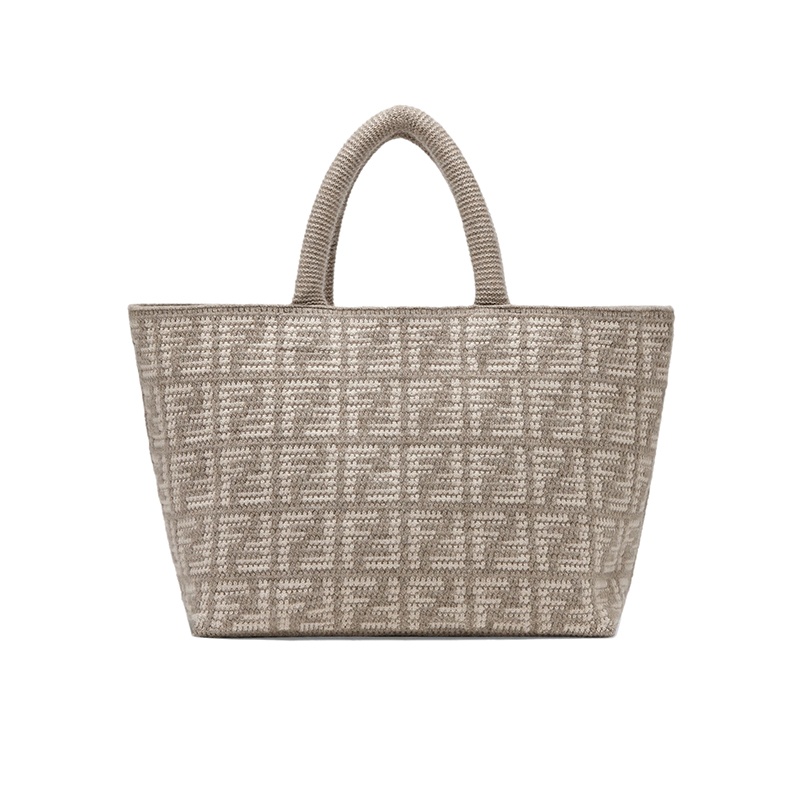 商品Fendi|芬迪 23新款 女士大号灰褐色羊绒混纺手提购物袋,价格¥15599,第2张图片详细描述