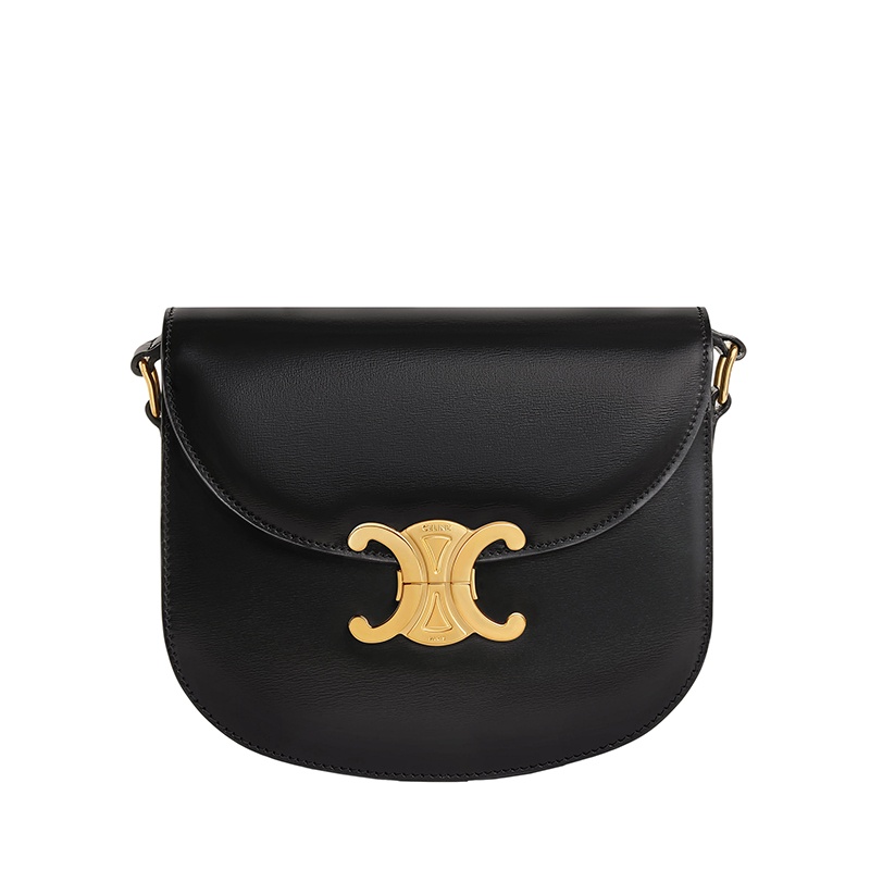 商品Celine|CELINE/赛琳 22新款BESACE TRIOMPHE系列 女士TEEN款式黑色牛皮革凯旋金扣翻盖开合单肩斜挎包,价格¥25382,第6张图片详细描述