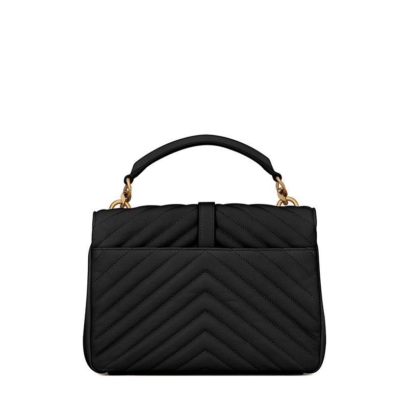 商品Yves Saint Laurent|SAINT LAURENT PARIS/圣罗兰 YSL 春夏新款 COLLEGE系列 女士中号黑色小羊皮绗缝链条金扣单肩斜挎手提包600279BRM071000,价格¥18313,第6张图片详细描述
