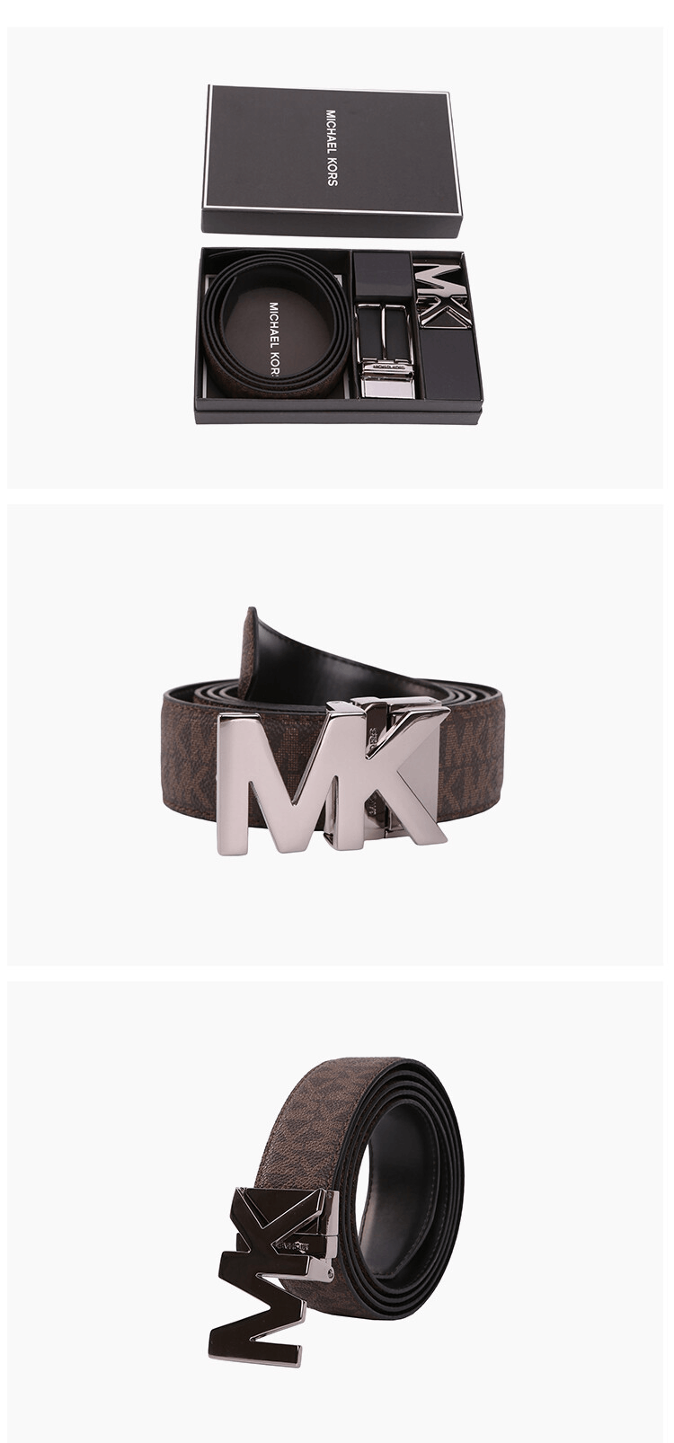 商品Michael Kors|Michael Kors 奥莱款男士礼盒装PVC腰带36H9MBLY4V-BRN-BLK,价格¥1319,第4张图片详细描述