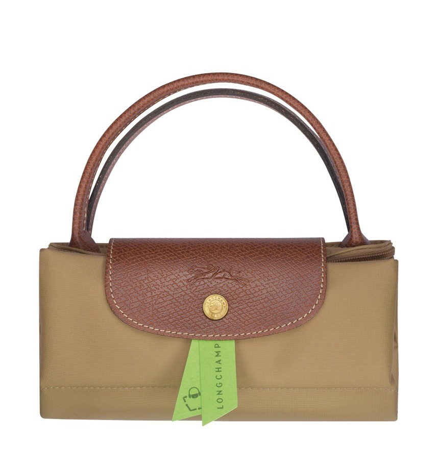 商品Longchamp|【SAvenue】LONGCHAMP 珑骧 帆布拼牛皮饺子包手提包 短柄小号 女款 卡其色(提示：保税仓货品一人不可超过5单) 3597922208814（1621089526-22F）,价格¥615,第2张图片详细描述