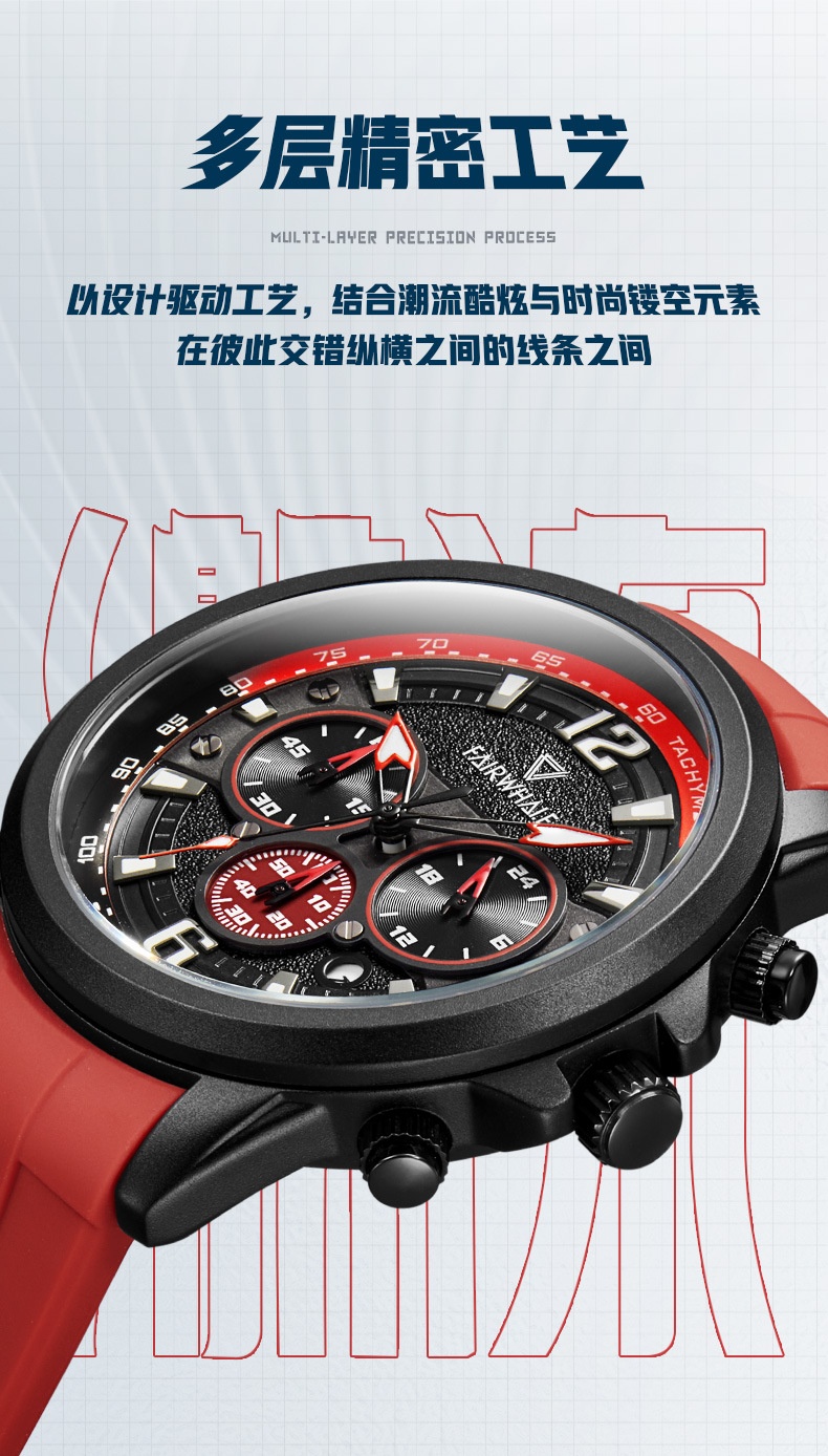 商品[国内直发] Mark Fairwhale|马克华菲品牌手表男士新款三眼六针多功能计时石英表,价格¥240,第7张图片详细描述