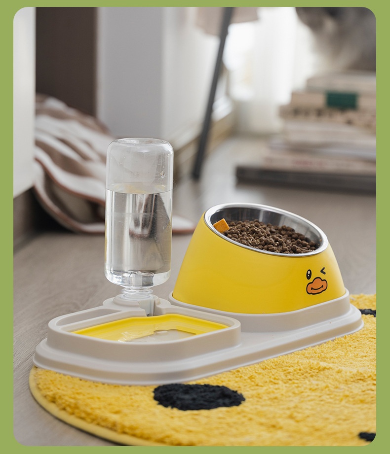商品[国内直发] GLENVINTEN|不锈钢猫碗狗碗双碗保护颈椎猫碗斜口慢食自动饮水器三合一宠物碗,价格¥111,第14张图片详细描述